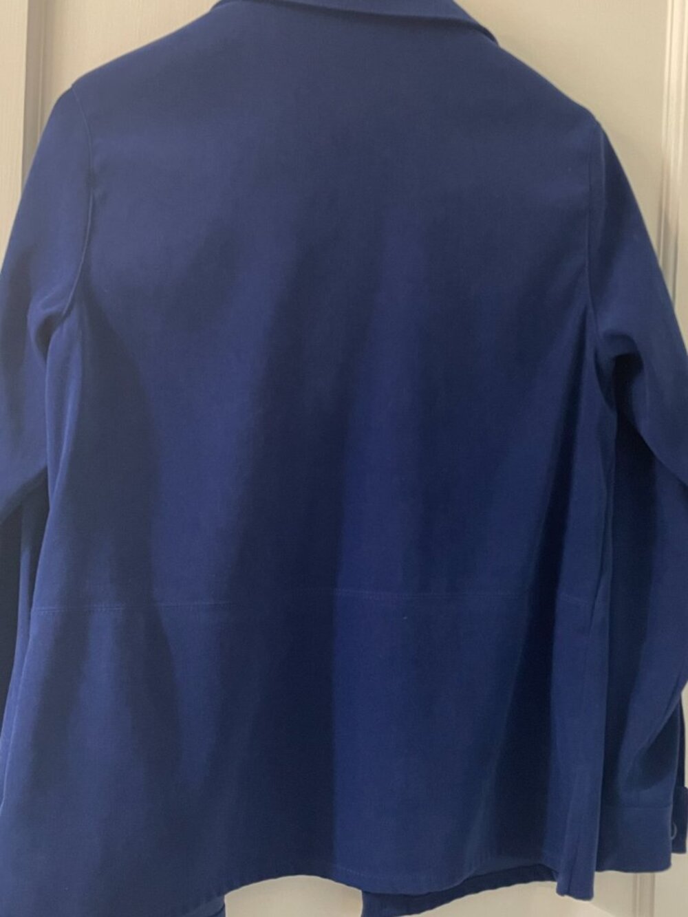 Talbots Faux Suede Blue Stretch Shirt Size S Navy - Picture 7 of 10